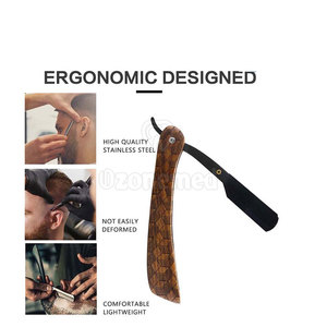 Rasoir droit réutilisable de haute précision avec lame en acier inoxydable durable et manche en bois avec support de rasoir pour une peau lisse - Product Image 6