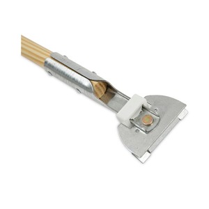 Mango de mopa giratorio de madera lacada natural Boardwalk con clip para cabezal de 1 pulgada X 60 Pulgadas - Product Image 2