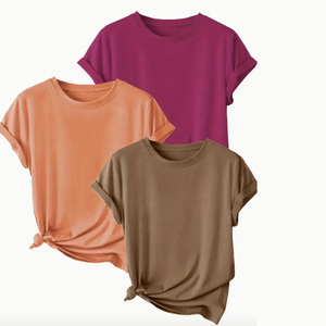 Logo personnalisé grande taille T-shirt imprimé béni col rond à manches courtes haut décontracté pour l'été printemps femmes grande taille femmes - Product Image 5