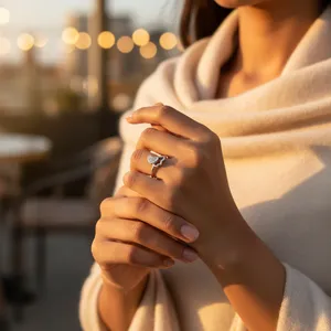 Anillo Romántico de Plata 925 con Corazón para Mujer con Circonita Cúbica, Chapado en Rodio, Joyería Fina - Product Image 2