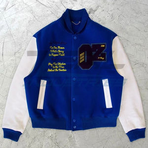 แจ็คเก็ตแขนเสื้อหนังขนสัตว์ปักโลโก้ได้ตามต้องการสำหรับทุกเพศสไตล์เบสบอลลำลองเลตเทอร์แมนขายส่ง - Product Image 1
