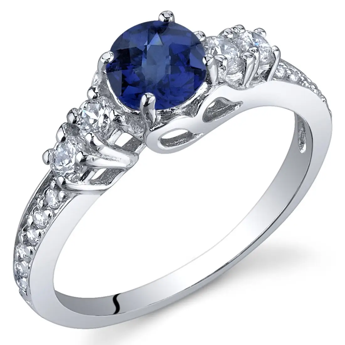 Criado Laboratório Anéis De Safira Anéis De Noivado De Pedra Azul Anéis De Safira E Diamante