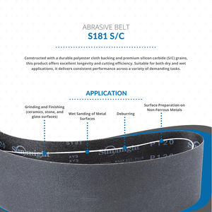 Sun Might S181 Courroie abrasive haute performance en carbure de silicium 3000x50mm Courroie de ponçage pour meulage et polissage de pierre - Product Image 2