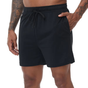 2025 Popular transpirable deporte secado rápido cintura elástica poliéster gimnasio entrenamiento bolsillo personalizado cordón ligero pantalones cortos para hombres - Product Image 1