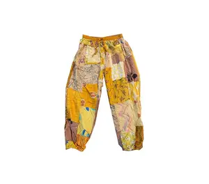 Yellow Color Rayon Patchwork Harem Pants with Pockets All Season Wholesale Womens and mens Summer Pants