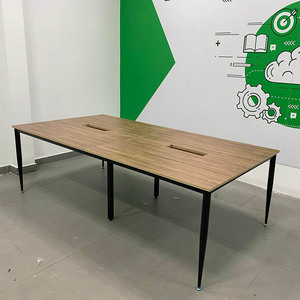 Table de réunion au design contemporain 240x120cm ovale, plateau en contreplaqué mélaminé, pieds en acier Cone II, HBCN024, mobilier de bureau - Product Image 6