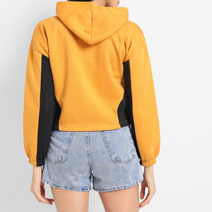 Femmes solide fermeture éclair courte recadrée toile Gym sweat à capuche décontracté à capuche avant Logo goutte épaule saison d'hiver séchage rapide écologique - Product Image 6