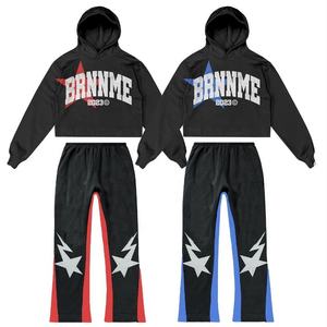 Sweat à capuche pour homme en coton 100% personnalisé avec des logos d'étoiles imprimés à l'écran, des lettres brodées, un effet délavé vintage et un poids lourd pour l'hiver - Product Image 4