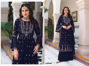 La mejor tela última colección Heavy Faux Georgette Salwar Kameez con Dupatta con bordado trabajo indio exportador y proveedor - Product Image 5