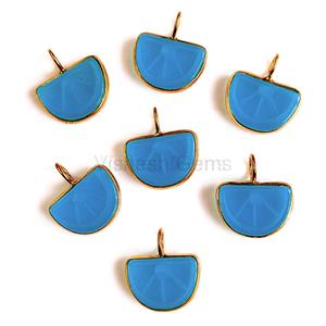Cuentas de piedras preciosas talladas en forma de melón de Calcedonia azul Natura, joyería de plata de ley 925 personalizada, dijes al por mayor para collar - Product Image 4