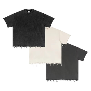 Fábrica hecha a medida nueva americana de alta calidad vieja ropa de calle de manga corta suelta 0-Cuello camiseta Unisex Top - Product Image 4