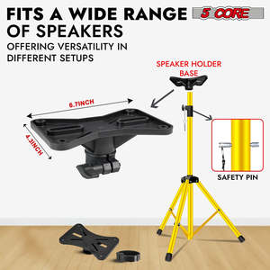 5 Core Speaker Stand Height Adjustable PA DJ <b>Tripod</b> Studio Monitor Stands w 35mm Compatible Insert - Product Image 3
