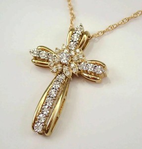 925 <b>Silver</b> Rose Gold Plated Round Cut Women's Gorgeous Moissanite Diamond <b>Cross</b> <b>Pendant</b>-Gift - Product Image 3