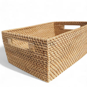 Cesta de mimbre natural al por mayor, cestas de mimbre decorativas rectangulares de almacenamiento para Estilismo de cocina - Product Image 1