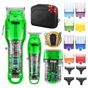 Kit de tondeuse à cheveux sans fil professionnelle pour barbier, rechargeable, avec écran LED, rasoir et étui de voyage, alimentation USB - Product Image 1