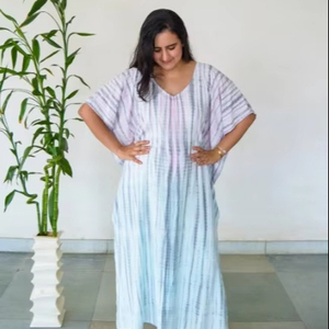 Summer Wear Floor-Length V-neck Long Sleeve Formal Eco-Friendly Breathable Cotton Maternity Maxi <b>Dress</b> A-Line Silhouette - Product Image 1