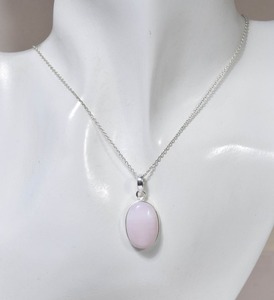 Colgante de cuarzo rosa de Plata de Ley 925, forma ovalada fina, piedra preciosa rosa, regalo de boda perfecto con amor, joyería estampada 925 - Product Image 2