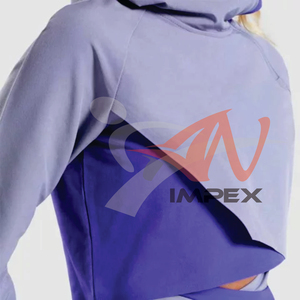 Sweat-shirt à capuche court pour femme de haute qualité, logo imprimé personnalisé, sweat-shirt d'hiver avec col à capuche flexible - Product Image 4