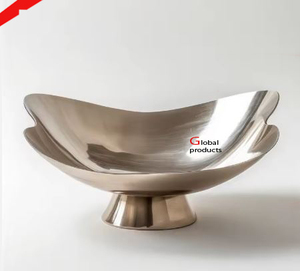 El cuenco para servir con estampado de hojas de acero inoxidable de metal más exigente con asa para restaurante y bar de hotel - Product Image 4