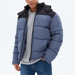 Men's High Street Casual Winter Jacket Thick Nylon Polyester Puffer Stand <b>Duck</b> Design Zipper Closure Windproof Heated Embroidery - Product Image 1