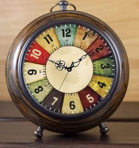 Wooden Table <b>Top</b> Clock Office Home Decor Handicrafts Items Wedding Gift Bedroom Living Room Table Clock 6 Inch (Brown) - Product Image 4