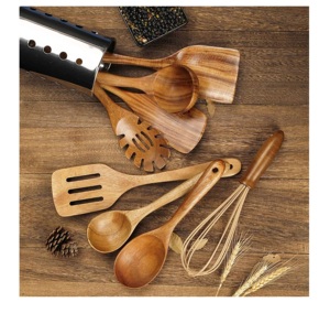 Louche à soupe à manche blanc couleur naturelle ensemble d'ustensiles en bois faits à la main de qualité supérieure - Product Image 5