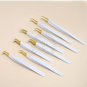 Bulk Lash Application 45 Degree Eyelash Extension Tweezers Fine X Boot Volume Stainless Steel Curved Classic - Product Image 1