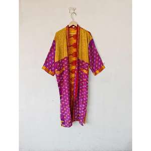 Maxi vestido de noche bohemio de seda reciclada, bata térmica Unisex, ropa de Salón de verano para mujer, ropa de dormir de estilo bohemio para la temporada de primavera - Product Image 5