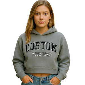 Nouvel An Personnalisé Crop Hoodies Coton Polaire Avec Des Couleurs Personnalisées Broderie Au Meilleur Prix Sweat À Capuche Offre Spéciale Pour Femme - Product Image 3