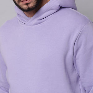 Survêtement décontracté à capuche pour homme, facile à porter, en tissu 100 % coton doux, coupe classique, motif uni - Product Image 3