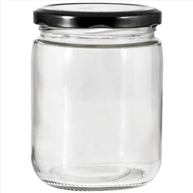 Hot sale food grade 250ml 450ml round glass jars for honey pickle food canning storage