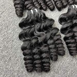 Extensiones de cabello virgen 100% de alta calidad, venta al por mayor, trama hinchable, rizado, gran Stock, Color claro, cabello crudo vietnamita - Product Image 1