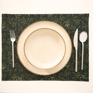 10 Piece 100% Cotton Black Placemat Set with <b>Green</b> Leaves Decorative <b>Table</b> <b>Mats</b> 35x45cm Durable Elegant Dining <b>Table</b> Accessories - Product Image 2