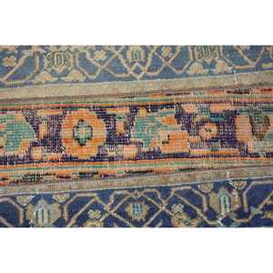 Alfombra Turca Vintage Pequeña de 2x2.7 pies, Alfombra de Lana con Estampado Animal Azul y Naranja - Product Image 5