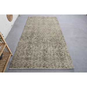 Alfombra de retazos de lana Vintage Beige marrón vaca piel viscosa PP hecho a mano Jacquard técnica Rectangular pasillo tamaño 4,1X7,5 látex - Product Image 1
