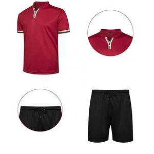 Sprixo Enterprises Hombres 2 piezas Bordado Imprimir Botón Frontal Camisas de manga corta Top y pantalones cortos Conjuntos 100% Algodón Nuevo diseño - Product Image 4