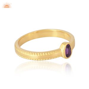 Bague en or massif 9 carats avec améthyste, design attrayant, bijou de déclaration, fabricant - Product Image 2