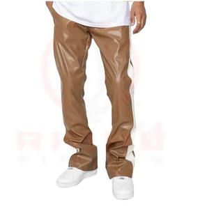 Pantalones de chándal acampanados personalizados para hombre, pantalones apilados de cuero de felpa francesa de alta calidad, pantalones de tela no tejida informales - Product Image 1