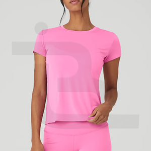 Nueva venta al por mayor Slim Fit mujer algodón poliéster camiseta logotipo personalizado Color sólido manga corta 100% algodón servicios OEM venta - Product Image 5