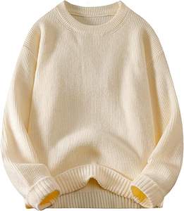 Pull en tricot décontracté pour homme W9592Y Knzhee Industry, anti-rides, anti-bouloches, respirant, fin, 100% coton, ample, uni, hiver - Product Image 1