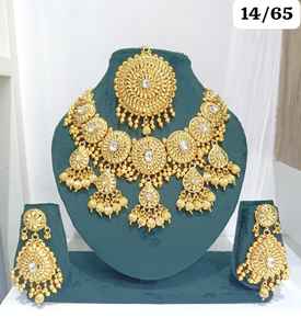 ENSEMBLE DE BIJOUX INDIENS TRADITIONNELS ET À LA MODE EN CUIVRE ENSEMBLE DE BIJOUX DE MARIAGE POUR FEMMES BOUCLES D'OREILLES ET COLLIER - Product Image 2