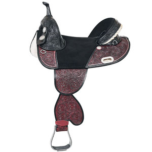 Premium Equestrian Horse Dressage Saddle With Red Tooled Leather Black Seat Brass <b>Hardware</b> Wood Tree - Product Image 1