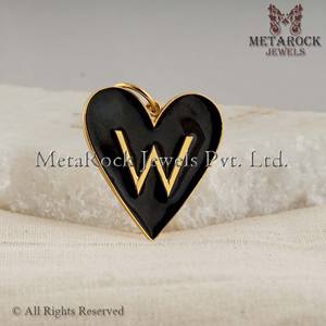 Pendentif en argent massif 925 coeur initiale W, bijoux plaqué jaune, pendentif en émail de qualité supérieure, nouveau Design - Product Image 3