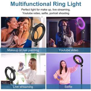 Anneau lumineux RVB 10 pouces Selfie avec 3 supports de téléphone Compatibilité universelle du téléphone pour le maquillage en direct - Product Image 3