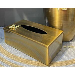 Fabriqué à la main moderne feuille de gland élégant porte-boîte à mouchoirs en laiton martelé pour salon bon prix porte-mouchoirs en métal décoratif - Product Image 6