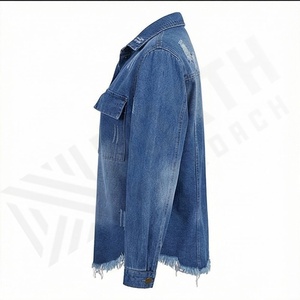 Veste en jean courte pour femme, manches longues, style classique, effet usé, veste en jean de camionneur, vêtement d'extérieur élégant, haut décontracté, personnalisable - Product Image 3