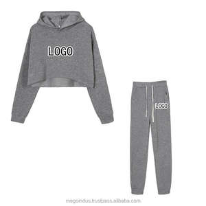 Logo de marque personnalisée et marque de distributeur Sweats à capuche pour femmes Ensemble de survêtement Sweat-shirt uni et pantalon de survêtement Pantalon de survêtement - Product Image 6