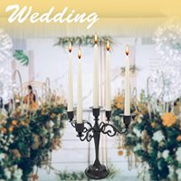 Support de bougie à 5 bras noir pur, écologique, résistant à la chaleur, pour bougies piliers hautes, décoration de luxe pour mariage et Noël