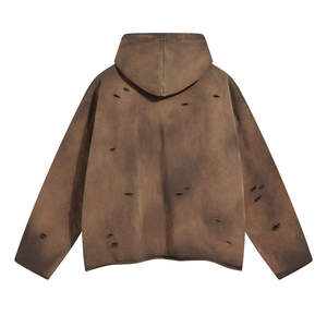 Sudadera con capucha de invierno de forro polar grueso, lavable, estilo vintage, para streetwear, con diseño digital personalizado, efecto desgastado y descolorido por el sol, y logotipo personalizado. - Product Image 3