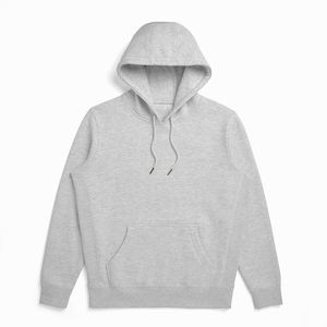 Soft light grey 100% cotton fleece <b>hoodie</b> featuring a <b>comfy</b> hood, front pocket, ribbed cuffs and hem, perfect for daily casual - Product Image 1